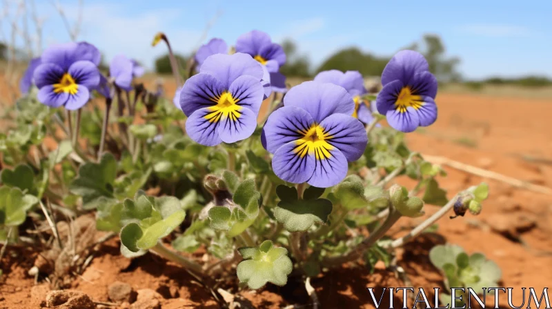 Pansies Thriving in Desert: An Australian Landscape Style Masterpiece AI Image