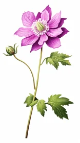Purple Helenia Flower Illustration: A Study in Realism and Detail