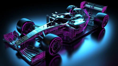 Sleek Formula 1 Racing Car on Dark Blue Background