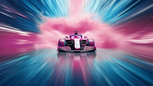 Pink Formula 1 Car Racing Speed Motion Blur