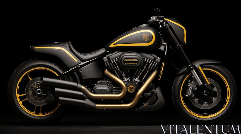 Striking Black and Gold Motorcycle Artwork | Photorealistic Rendering AI Image