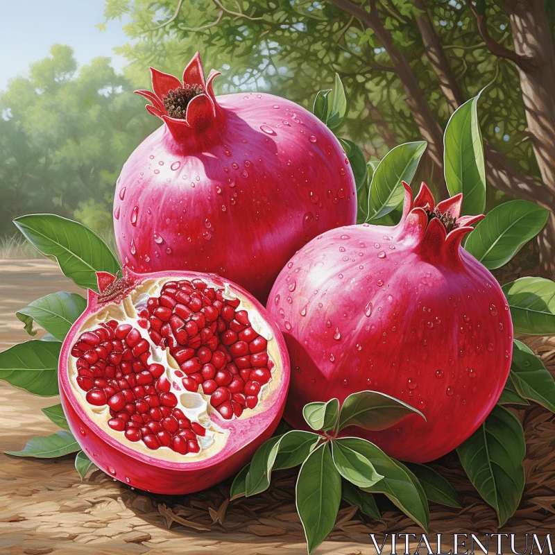 AI ART Vibrant Pomegranate Paintings - Captivating Nature and Intricate Details