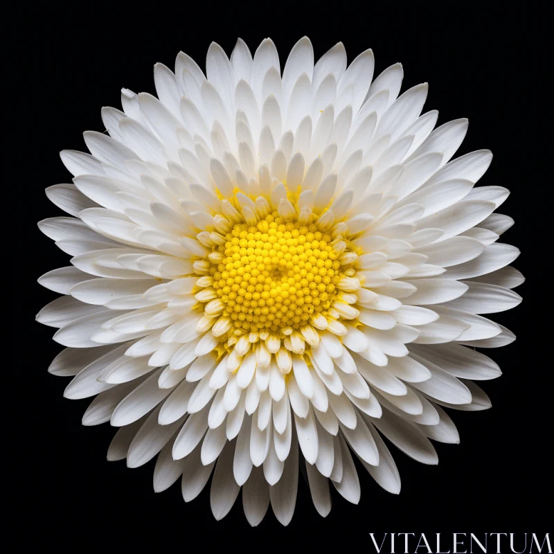 White Daisy on Black Background: A Study in Symmetry and Contrast AI Image