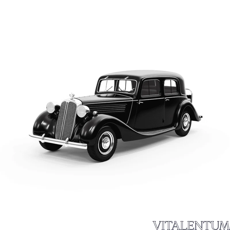 Old Black Car on White Surface | Historical Reproductions | Realistic Rendering AI Image