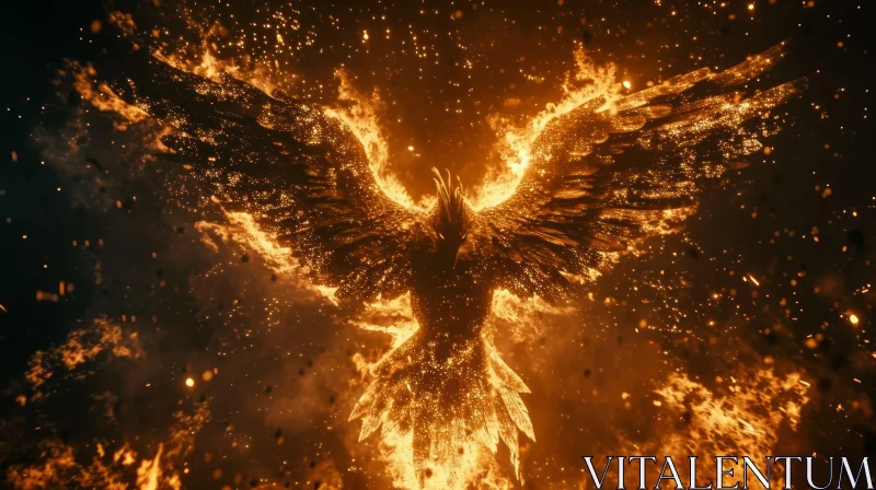Majestic Phoenix Rising: Digital Artwork AI Image