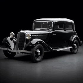 Antique Black Car on Black Background - Captivating Craftsmanship