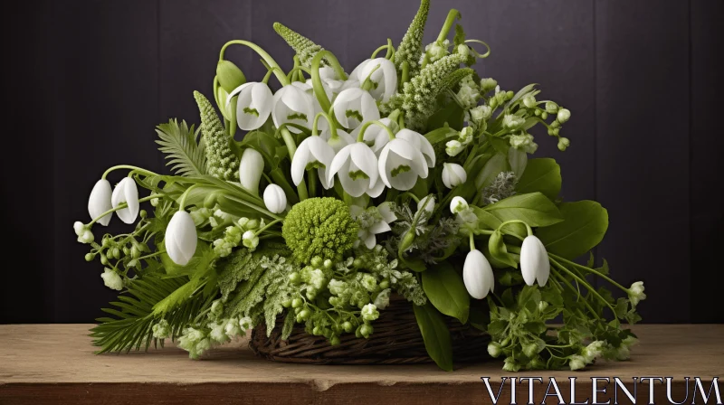 Snowdrop Basket Collection - Graceful Floral Arrangement AI Image