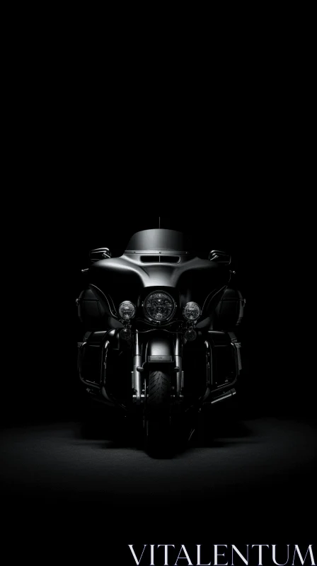 Black Motorcycle in Darkness | Minimalist Portraits AI Image