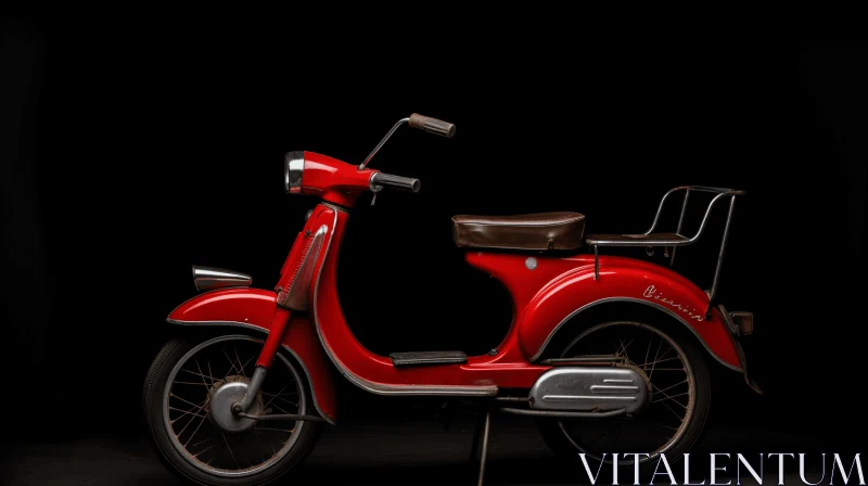 Captivating Red Motor Scooter on a Black Background - Artistic Transport Photography AI Image