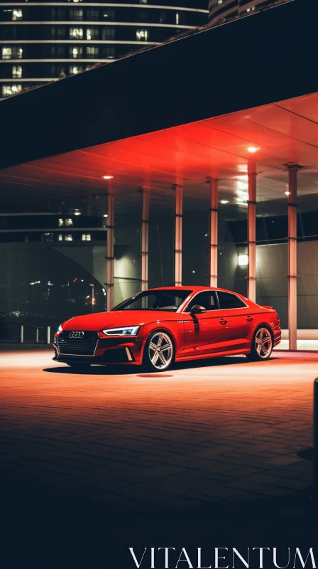 Captivating Red Audi Sports Car at Night | Street Style Realism AI Image