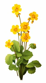 Charming Realistic Yellow Wild Flowers Vector Artwork