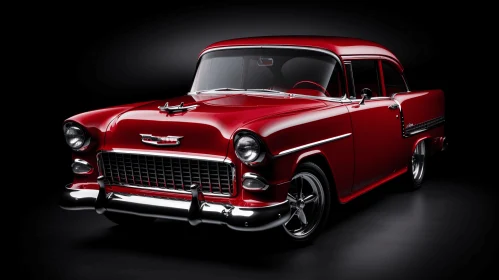 Exquisite Red Vintage Car on Black Background | Hyperrealistic Rendering