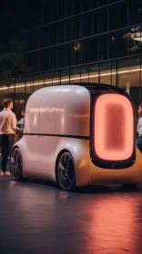 Futuristic Self-Driving Electric Car in Urban Setting
