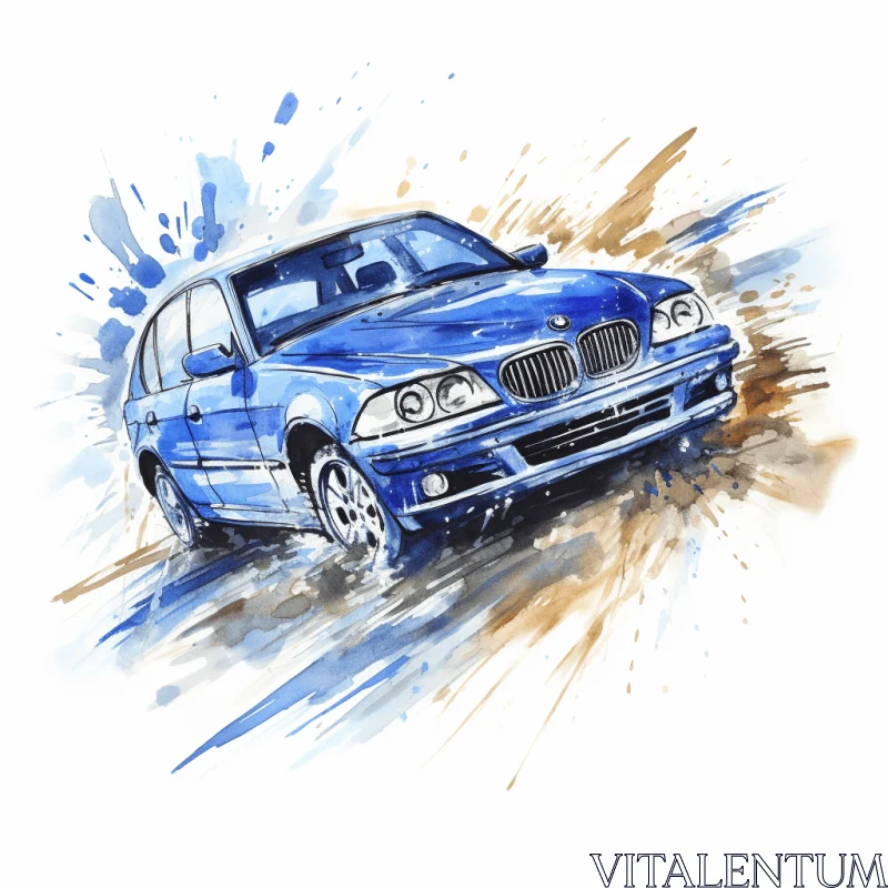 Captivating BMW Car Watercolor Illustration in Pastel Shades AI Image