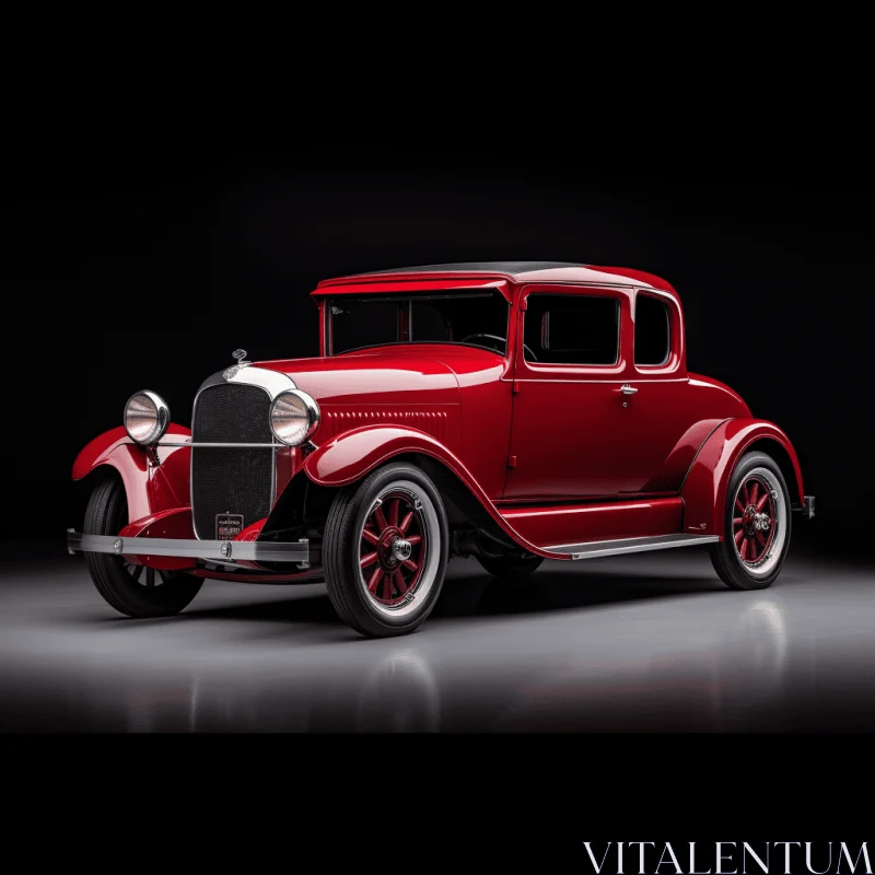 Captivating Red Car on Black Background - Art Deco Elegance AI Image
