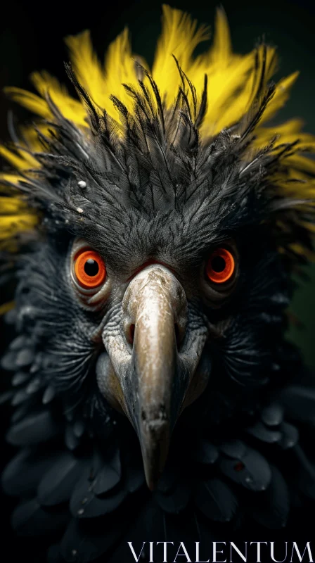 AI ART Manticore-Inspired Bird with Yellow Eyes in Surrealistic Jungle
