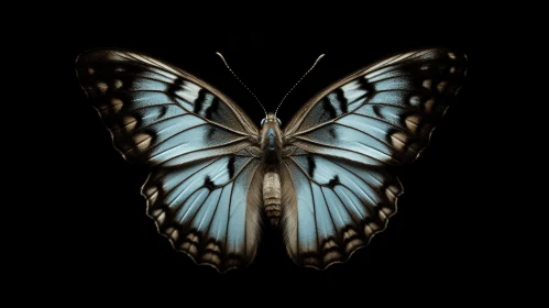 Blue Butterfly Against Black Background - Nature's Artistry Revealed