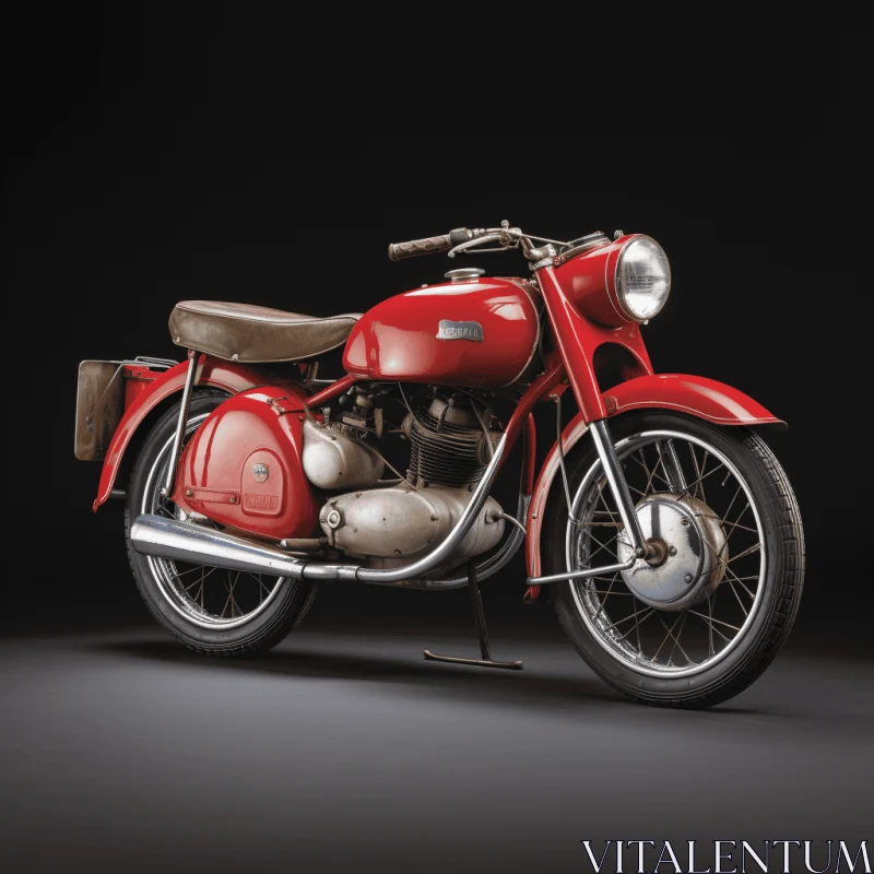 Stunning Red Motorcycle Displayed on a Gray Background AI Image