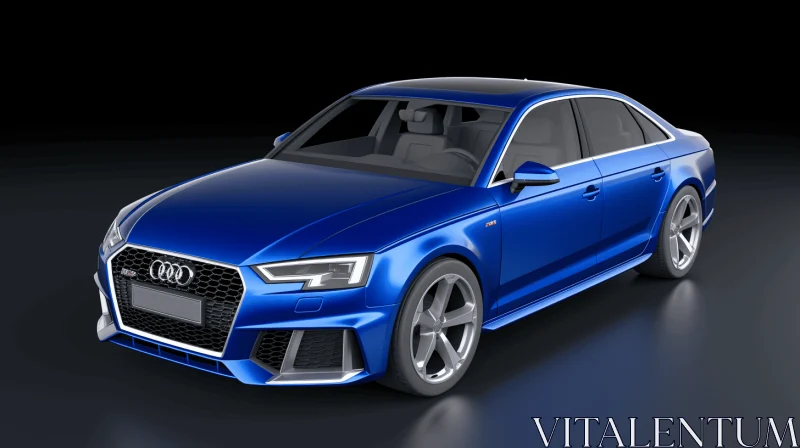 Blue Audi RS4 3D Rendering | Expert Draftsmanship | Pseudo-Realistic AI Image