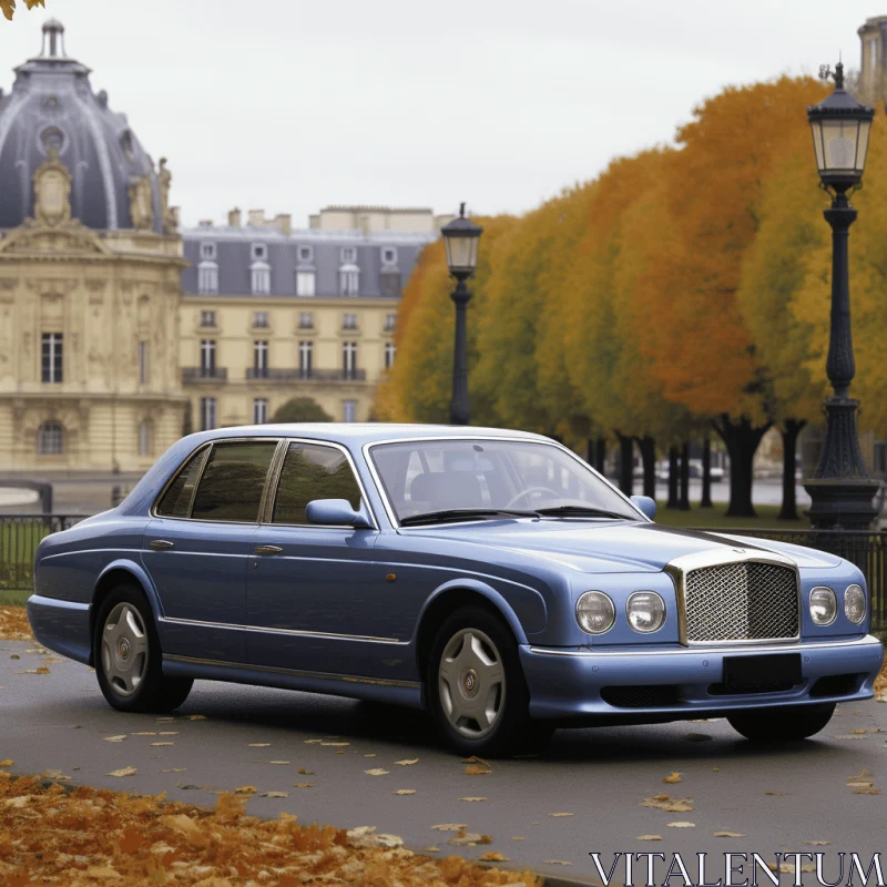 Opulent Blue Bentley Parked | Baroque-inspired Design | 8k Resolution AI Image
