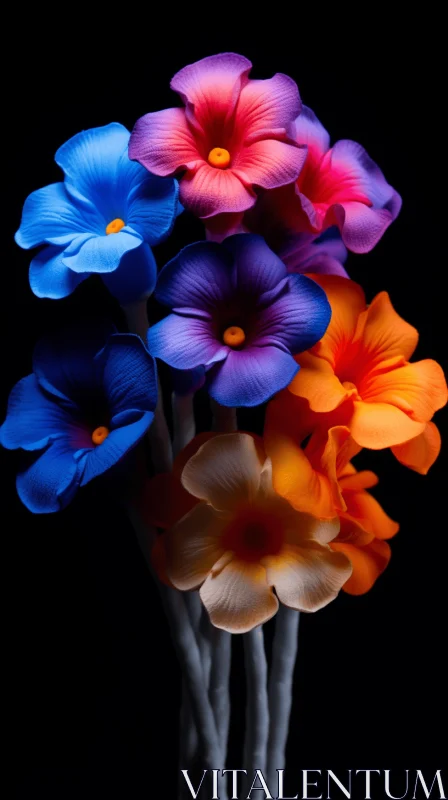 Colorful Plastic Flowers in Matte Finish AI Image