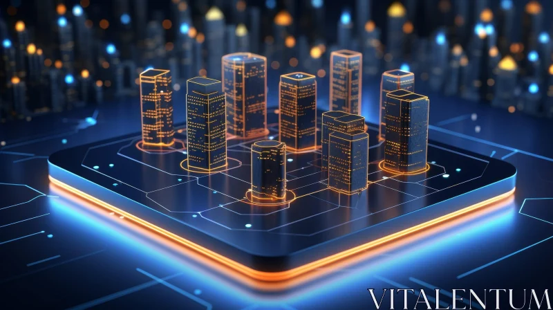 Futuristic Cityscape with Glass Skyscrapers AI Image