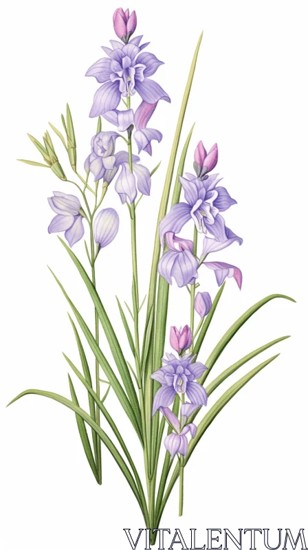 Purple Orchid Illustration in Prairiecore Style AI Image