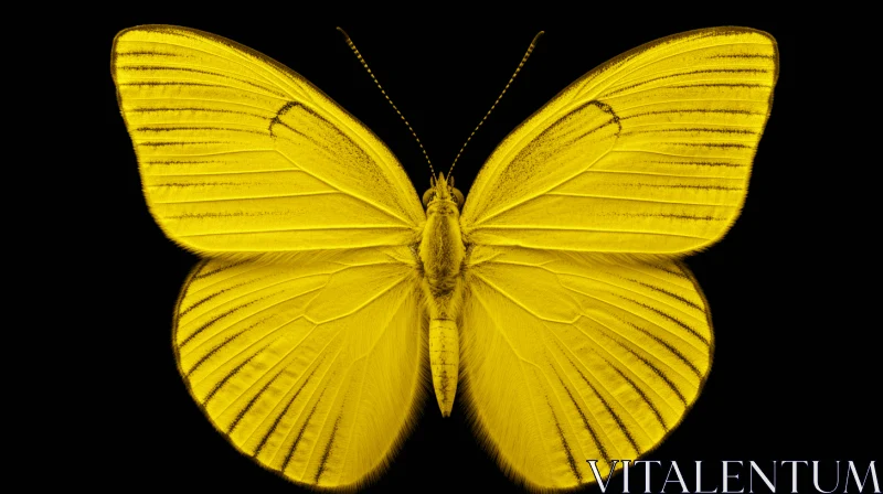 Yellow Butterfly Against Black - A Study in Contrast and Symmetry AI Image