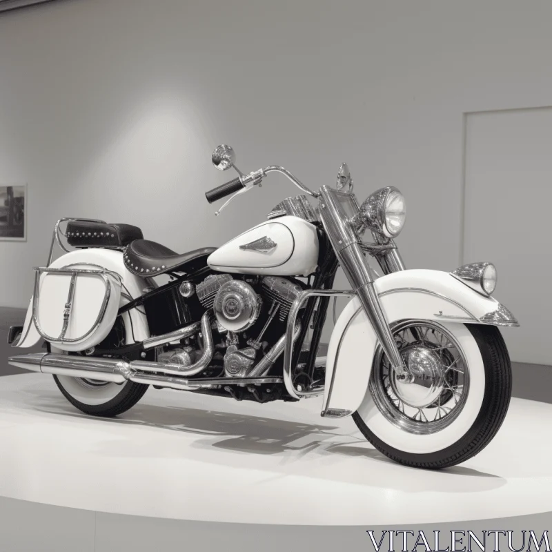Captivating White Motorcycle on Display | Photorealistic Artwork AI Image