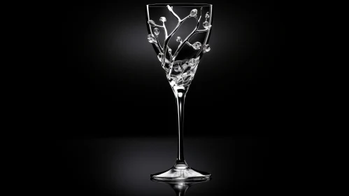 Elegant Crystal Wine Glass with Silver Branches Design