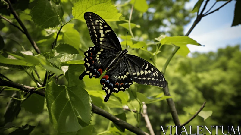 Black Swallowtail Butterfly amidst Nature's Splendor AI Image