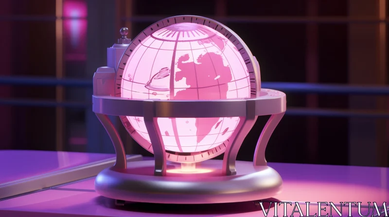 AI ART Pink Glowing Glass Globe 3D Render