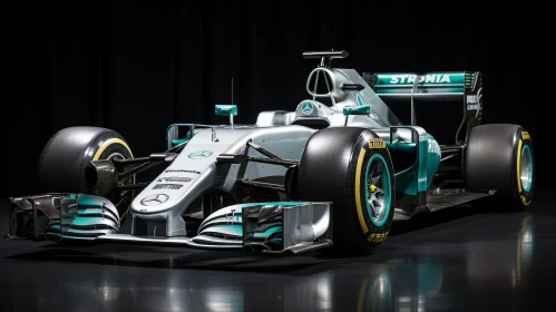 Formula 1 Racing Car - Silver and Teal Colors - Number 44 - Mercedes-AMG Petronas