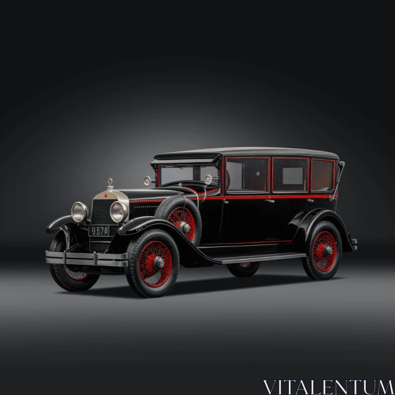 Stunning Black and Red Vintage Car | Meticulously Designed Photorealistic Rendering AI Image