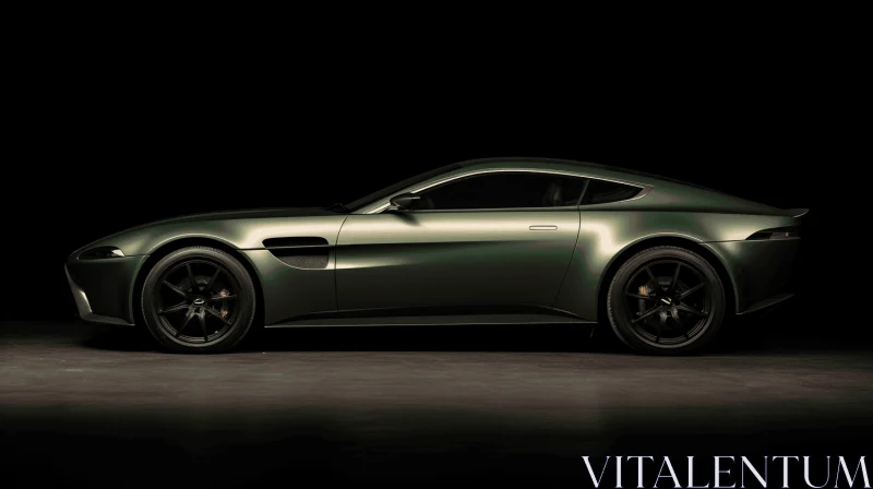 AI ART Green Aston Martin Sport Car in a Black Room: Subtle Tonal Shifts