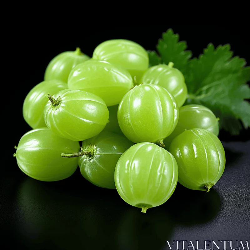 Green Grape on Black Background - Captivating Composition AI Image
