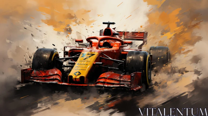 AI ART Red Formula 1 Race Car Speeding - Exciting Racing Moment