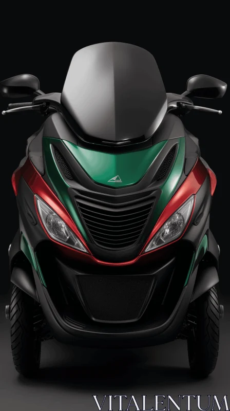Captivating Electric Scooter in Red and Green Colors - Dark and Mysterious AI Image