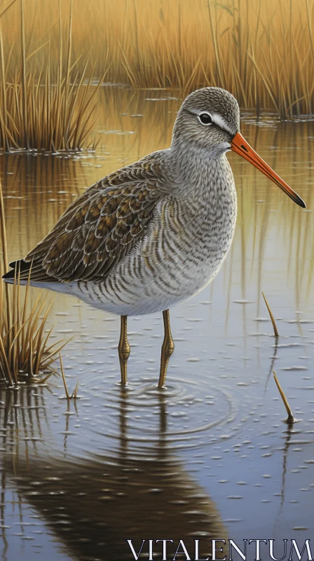 Detailed Realistic Bird Painting in Bronze and Orange Tones AI Image