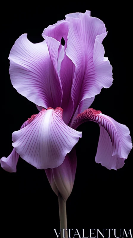 Exquisite Purple Iris on Black Background AI Image