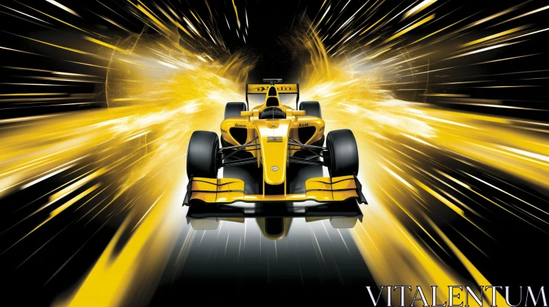 AI ART Speed and Power: Yellow Formula 1 Race Car in Motion