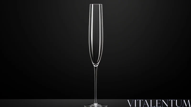 Minimalist Champagne Glass on Black Background AI Image