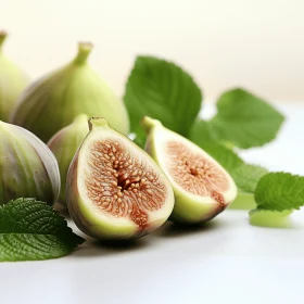 Captivating Composition of Figs and Mint Leaves | Fine Lines and Delicate Curves