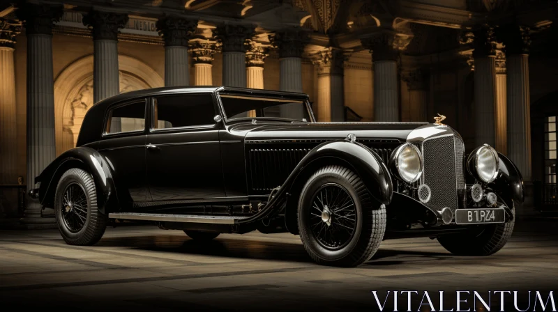 Luxurious Geometry: Classic Black Bentley Car in Arched Hallway AI Image