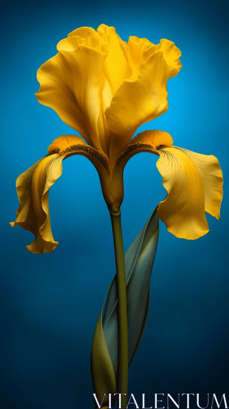 Yellow Flower Against Blue - A Surrealistic and Photorealistic Masterpiece AI Image