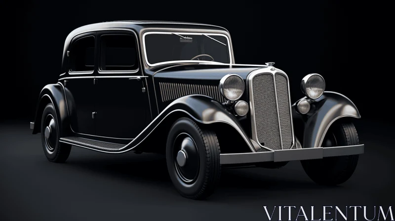 Black Vintage Automotive Model: Photorealistic Rendering and Historical Illustration AI Image