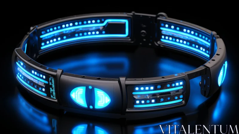 Futuristic Blue Lights Belt | High-Tech 3D Rendering AI Image