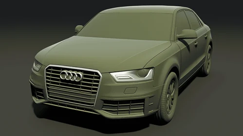 Green Car 3D Model | Zeiss Style | Meticulous Linework Precision
