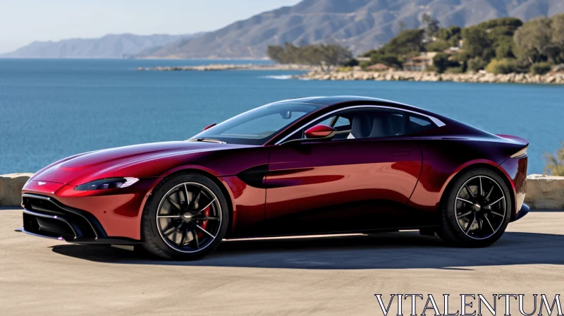 Majestic Red Sports Car by the Water: A Captivating Vision of Elegance