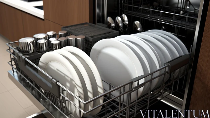 AI ART Open Dishwasher with Racks | Kitchen Appliance